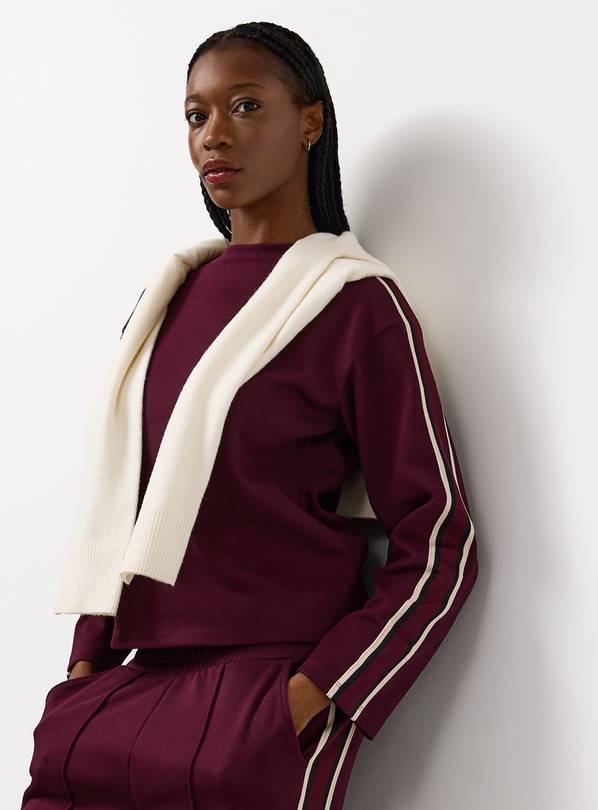 Dark Red Tape Stripe Sweatshirt S